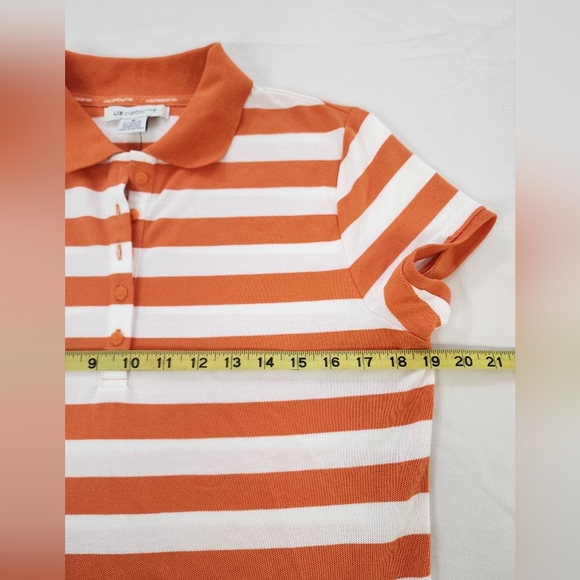 Liz Claiborne Orange and White Striped Polo, size Medium - Picture 11 of 15